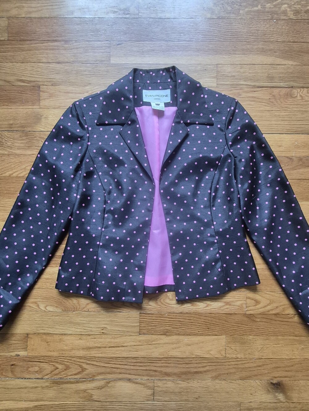 Evan Picone Black Blazer with Pink Polka Dots